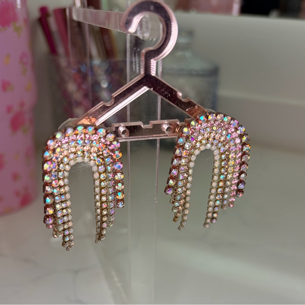 Feed Me Gems/Hair Candy By Han Pastel Pink Rainbow Earrings